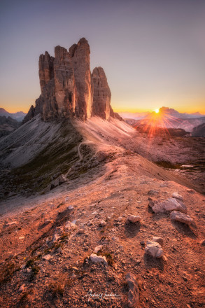 (No. 20-078) Sunset at the Three Peaks (portrait format)